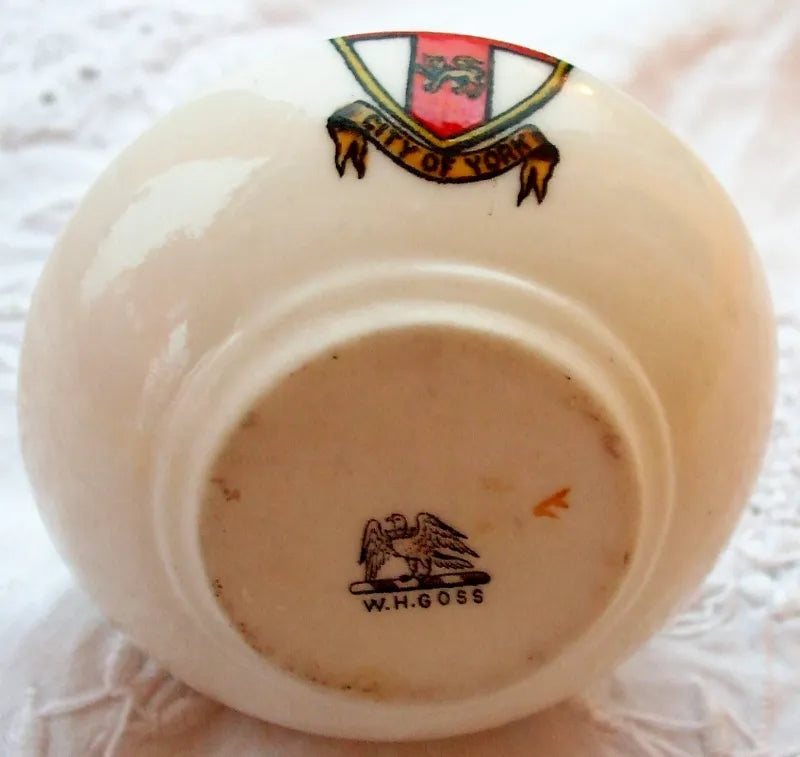 Antique W.H. Goss ~ Squat Vase, angular sides ~ City of York