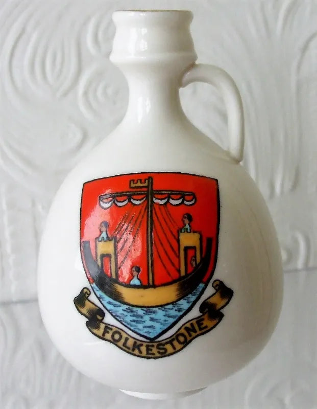 Antique W.H. Goss ~ Folkestone Roman Ewer ~ A.C.C. No. 116 ~ Folkestone ~ * MATCHING ARMS *