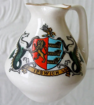 Antique W.H. Goss ~ Ipswich Ancient Ewer ~ A.C.C. No. 156 ~ Ipswich ~ * MATCHING ARMS *