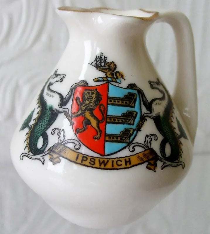 Antique W.H. Goss ~ Ipswich Ancient Ewer ~ A.C.C. No. 156 ~ Ipswich ~ * MATCHING ARMS *