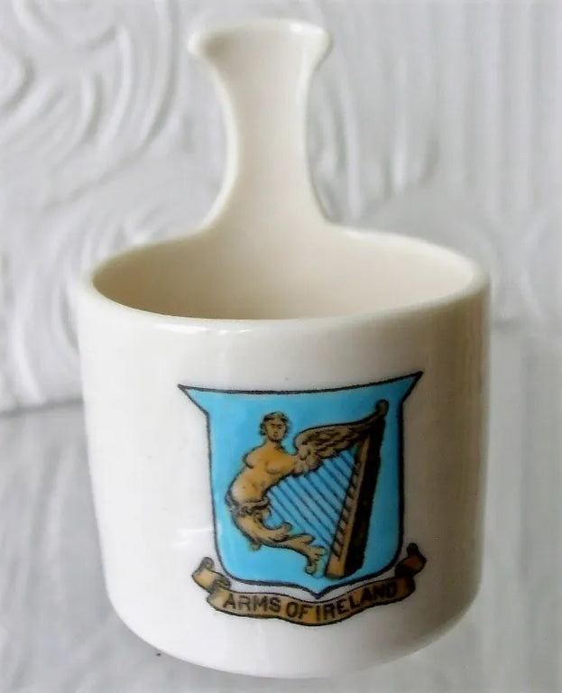 Antique W.H. Goss ~ Irish Wooden Noggin ~ A.C.C. No. 160 ~ Arms of Ireland ~ * MATCHING ARMS *