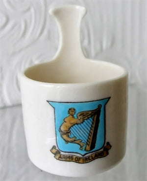 Antique W.H. Goss ~ Irish Wooden Noggin ~ A.C.C. No. 160 ~ Arms of Ireland ~ * MATCHING ARMS *