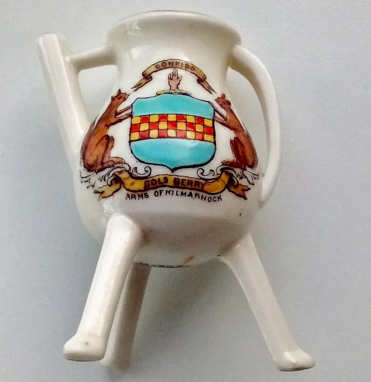Antique W.H. Goss ~ Bettws-y-Coed Ancient Bronze Kettle ~ A.C.C. No. 19 ~ Arms of Kilmarnock