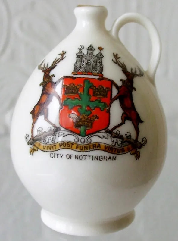 Antique W.H. Goss ~ Nottingham Ewer ~ A.C.C. No. 214 ~ City of Nottingham ~ * MATCHING ARMS *