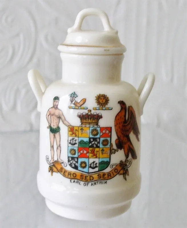 Antique W.H. Goss ~ Boulogne Milk Can & Lid ~ A.C.C. No. 24 ~ Earl of Antrim