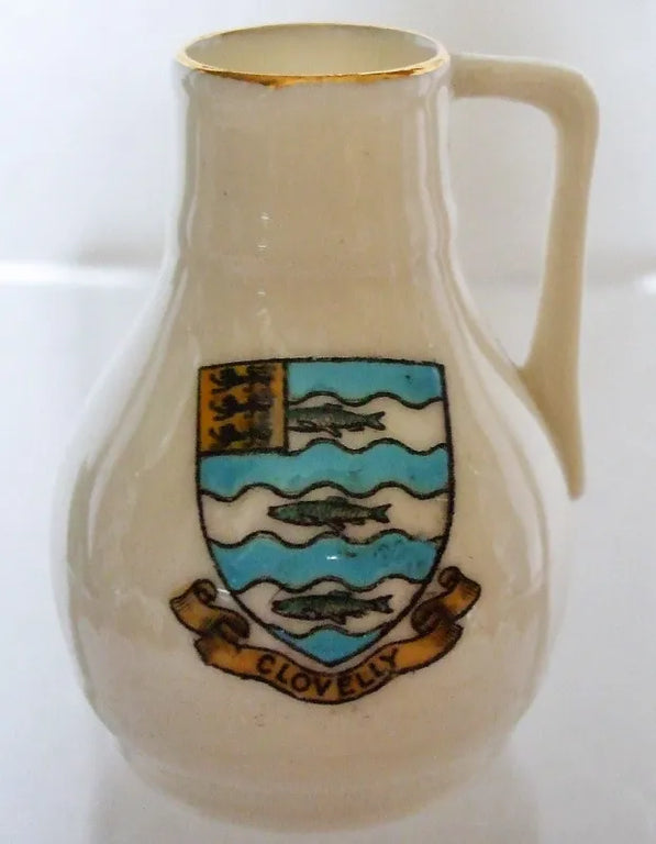 Antique W.H. Goss ~ Devon Oak Pitcher ~ A.C.C. No. 84 ~ Clovelly ~ * MATCHING ARMS *