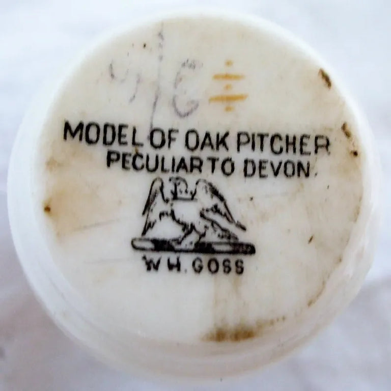 Antique W.H. Goss ~ Devon Oak Pitcher ~ A.C.C. No. 84 ~ Clovelly ~ * MATCHING ARMS *