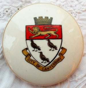 Antique W.H. Goss ~ Lid / Cover { Large } ~ City of Canterbury