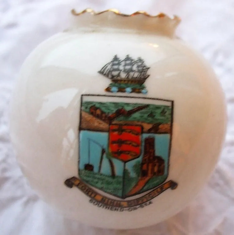 Antique W.H. Goss ~ Fairy Ball Vase ~ Crinkle Top ~ Southend-on-Sea