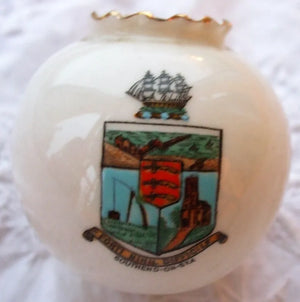 Antique W.H. Goss ~ Fairy Ball Vase ~ Crinkle Top ~ Southend-on-Sea