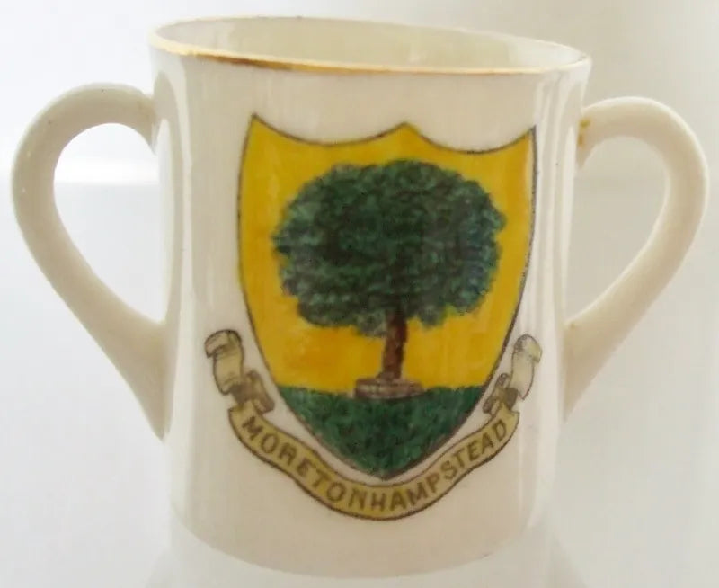 Antique W.H. Goss ~ Two Handled Mug ~ Devon and Moretonhampstead