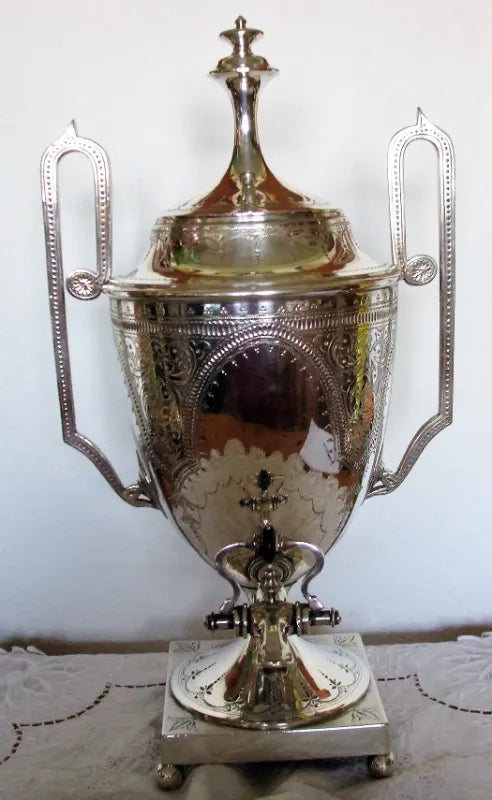 Antique English Edwardian Walker & Hall Silver Plated Samovar