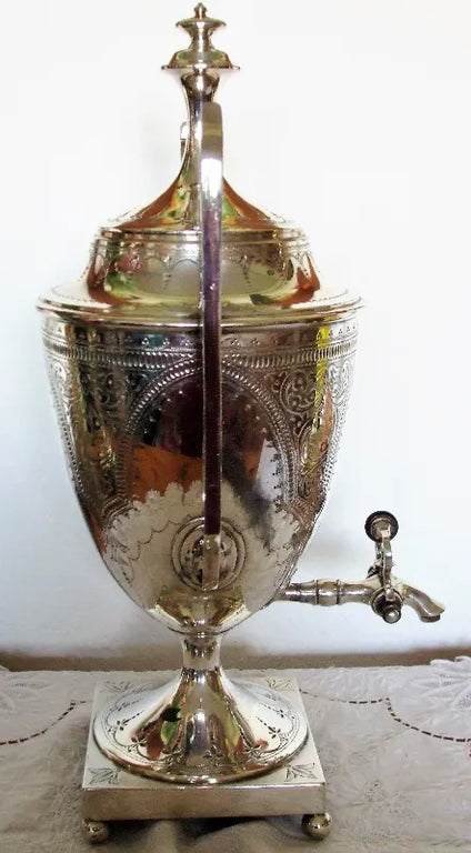 Antique English Edwardian Walker & Hall Silver Plated Samovar