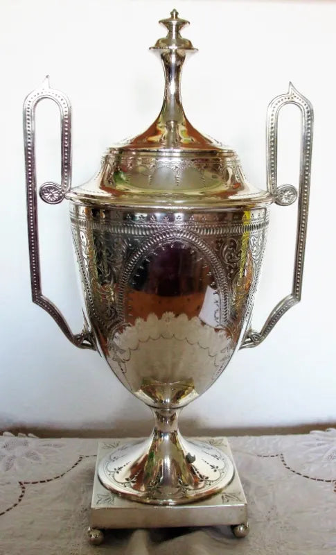 Antique English Edwardian Walker & Hall Silver Plated Samovar