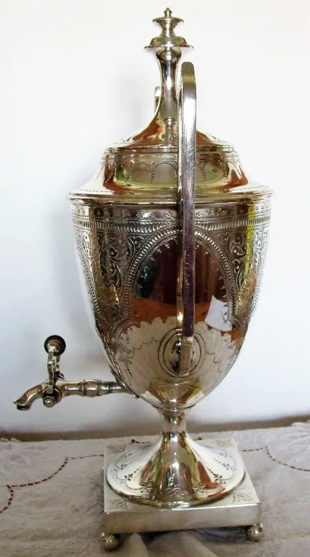 Antique English Edwardian Walker & Hall Silver Plated Samovar