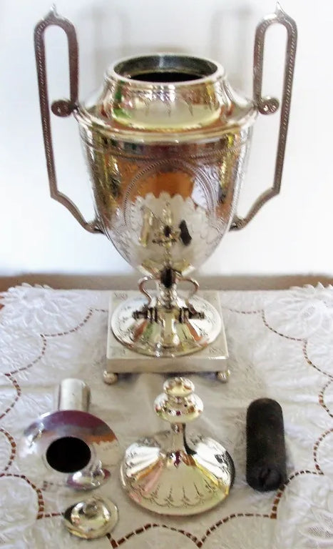 Antique English Edwardian Walker & Hall Silver Plated Samovar