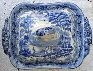 Antique Victorian Blue & White "Rural Scenery" Tureen ~ James Wallace & Co.