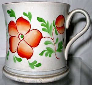 Antique Victorian Gaudy Welsh "Wallflower" Pattern Mug