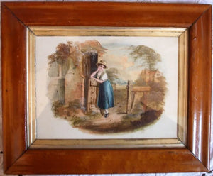 Victorian Watercolour in Moulded Maple Frame
