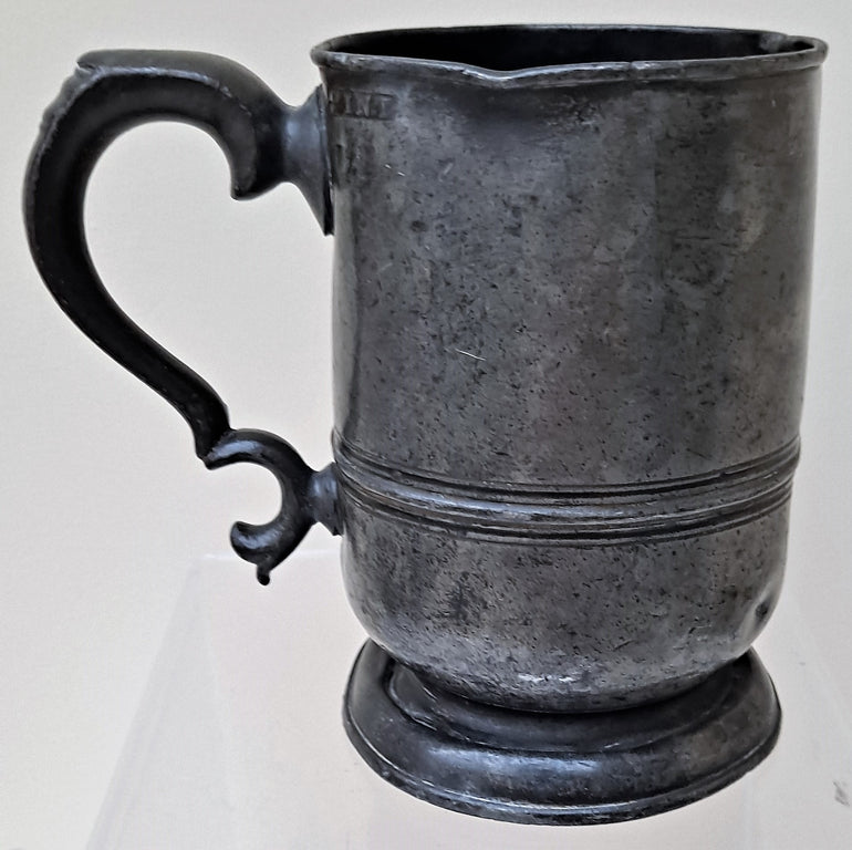 Antique English Georgian Pewter Pint Mug ~ Watts & Harton