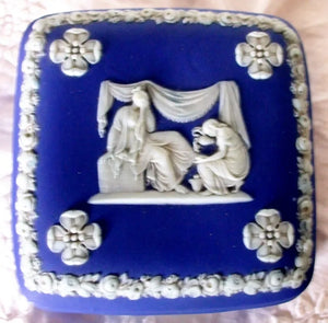 Antique Victorian Wedgwood Jasper Ware Box & Cover