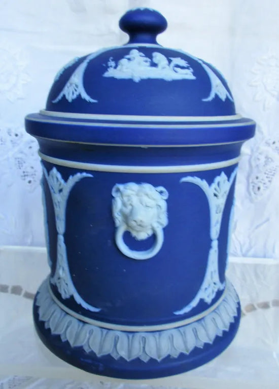 Antique Victorian Wedgwood Jasper Ware Tobacco Jar & Cover