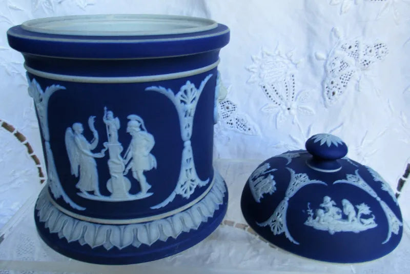 Antique Victorian Wedgwood Jasper Ware Tobacco Jar & Cover