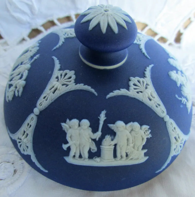Antique Victorian Wedgwood Jasper Ware Tobacco Jar & Cover