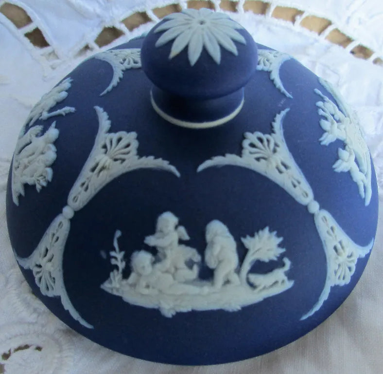 Antique Victorian Wedgwood Jasper Ware Tobacco Jar & Cover