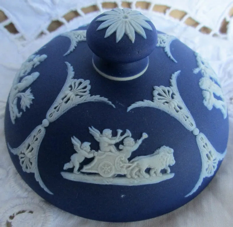 Antique Victorian Wedgwood Jasper Ware Tobacco Jar & Cover