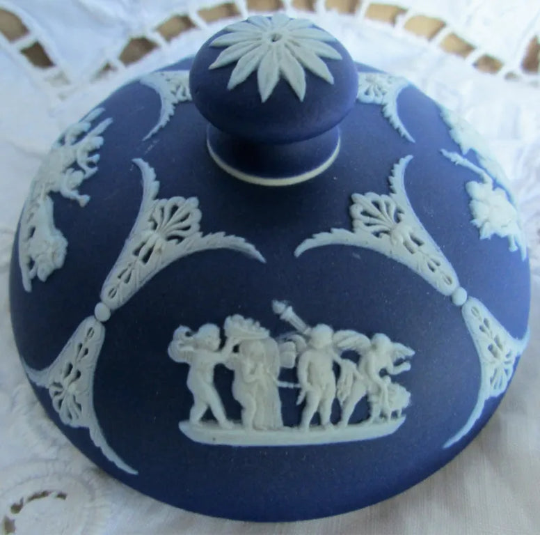 Antique Victorian Wedgwood Jasper Ware Tobacco Jar & Cover