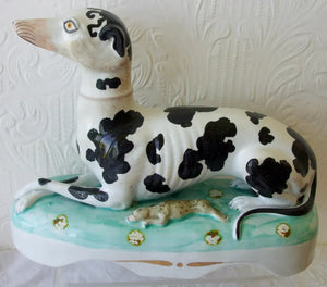 Victorian Staffordshire Figure ~ "Recumbent Whippet"