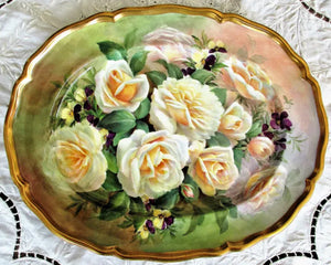 Porcelain Cabinet Dish ~ "White Roses"
