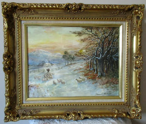 Winter ~ Feeding the Flock ~ Watercolour ~ Reg Johnson ~ c. 1991