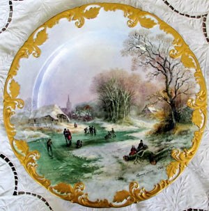 Porcelain Cabinet Dish ~ "Winter Scene with Skaters"