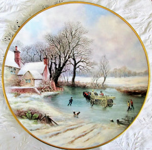 Porcelain Cabinet Plate ~ "John Constable's Haywain in Winter"