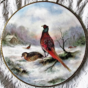 Porcelain Cake / Cheese Stand ~ "Wintering Pheasants"