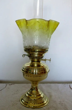Antique English Victorian Brass Oil Lamp