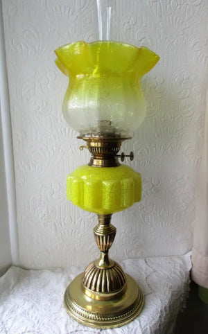 Antique English Victorian Brass Oil Lamp