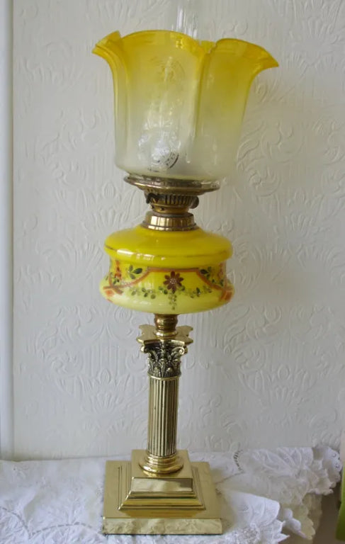 Antique English Victorian Brass Oil Lamp