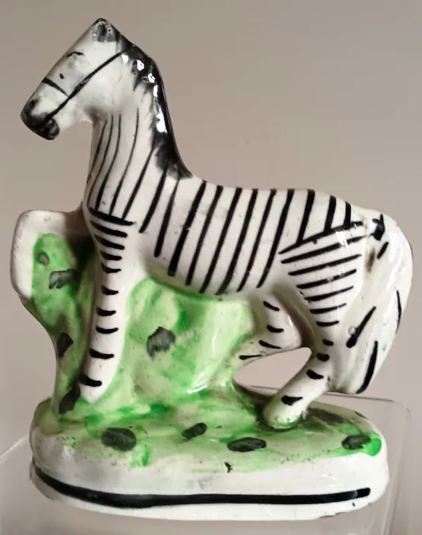 Antique Victorian Staffordshire Prancing Zebra