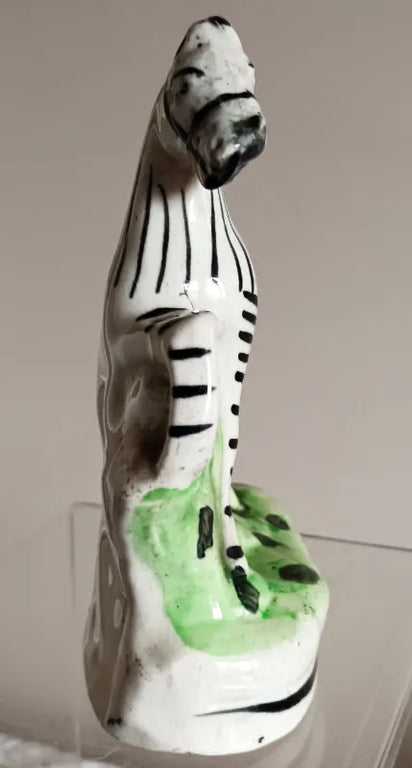 Antique Victorian Staffordshire Prancing Zebra